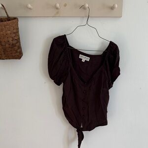Earthbound Brown Button-Up Blouse